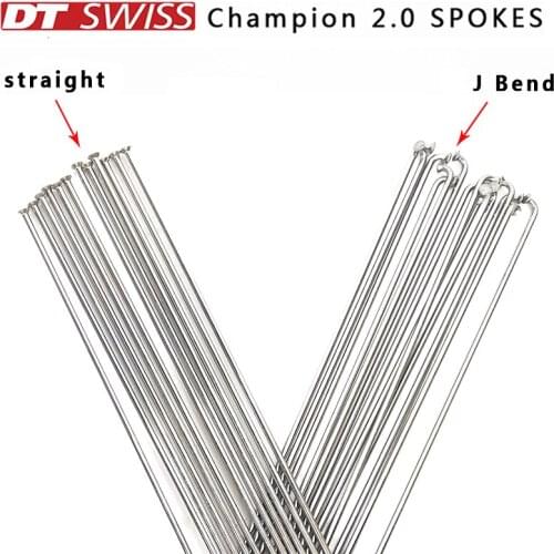 Bicycle Spokes DT Swiss Champion 2.0 Round Spokes J-bend/straight Pull Head Bicycle Spokes Silver Bicycle Spokes with Copper Cap