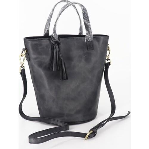 Vintage Bucket Messenger Bag Women Genuine Leather Handbag Female Luxury Designer Solid Drawstring Shoulder Bag bolsos mujer