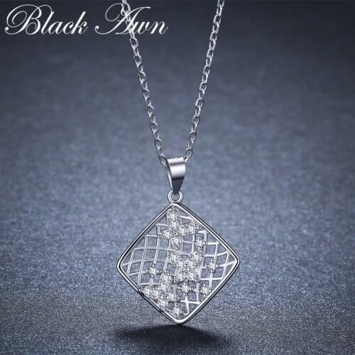 BLACK AWN Butterfly Female Bijoux 2019 New 925 Sterling Silver Jewelry Square Elegant Necklaces Pendants Natural KK019