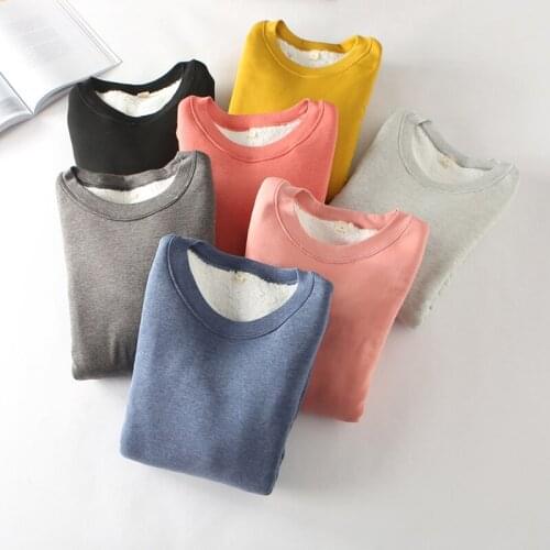 Winter Cotton Warm Women T Shirt Thick Fleece Long Sleeve Thermal Underwear Tops Casual Slim O-Neck Tshirt Ladies Tee Pullovers