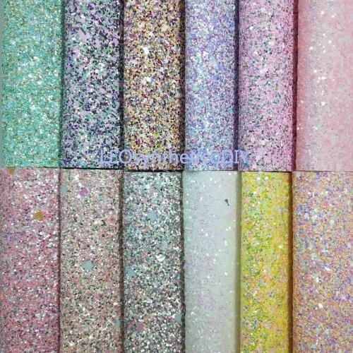 1PC 21X29CM Mixed Color Chunky Glitter Leather For Making Bows Accessories LEOsyntheticoDIY GM3133A