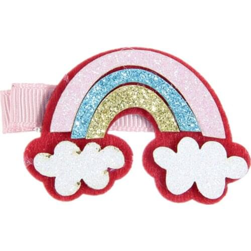 2PCS New Baby Cartoon Glitter Metallic Rainbow Hair Clips Girls Hairpins For Kids Unicorn Party Hair Accessories Performance