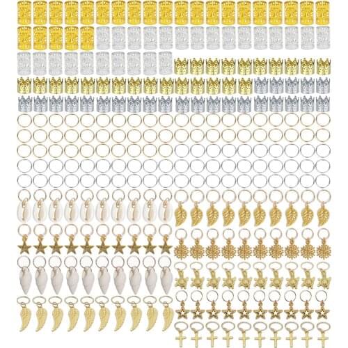 290pcs Popular Sliver Hair Beads For Black Women Micro Hair Ring Braid Jewelry Spiral Metal Microlink Tube Charms