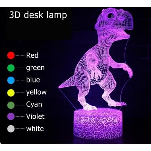 Halloween 3D Dinosaur LED Lamp 7 Colors Touch Control Night Light Kids Gifts Living Room Bedroom Table Decoration Drop