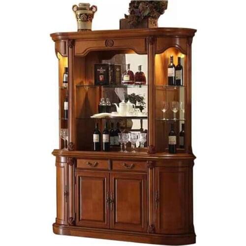 American furniture factory American solid wood wine cabinet living room glass decorative cabinet European family red wine cabine