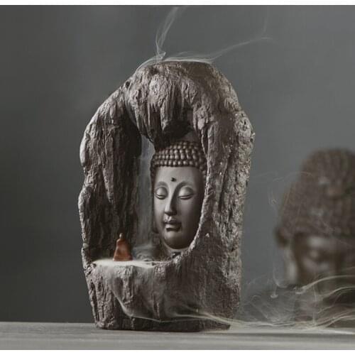 Large Buddhism Nourishing heart ART HOME bless family Safe CHAN DAO Ceramic Tathagata Sakyamuni Buddha Ornament censer statue