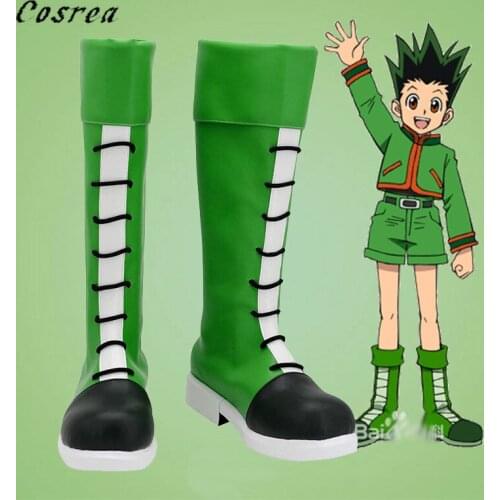 Anime Hunter x Hunter Cosplay Costumes Shoes Boots Halloween Party Gon Freecss Cos Green Boots Shoes For Women and Mens