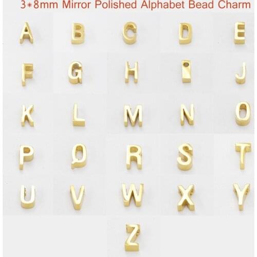 100% Stainless Steel A-Z Alphabet Letter Bead Charms For Jewelry Findings Mirror Polished Wholesale 26pcs
