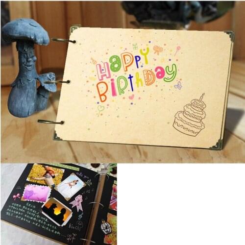 Large Size Blank Black Loose-Leaf Notebook Hand-Painted Graffiti Kraft Handmade DIY Photo Album with DIY Pack for Scrapbooking