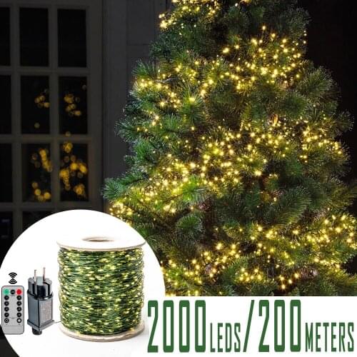 10-200Meters Green Wire Fairy String Light Waterproof Firefly Lamps With Remote Decoration For Diwali Halloween Bedroom Wedding