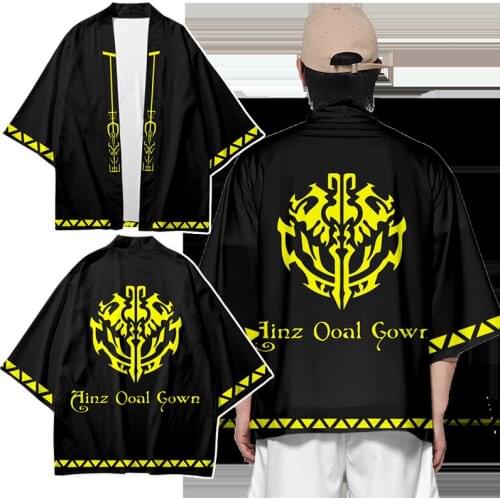 Hot Anime Overlord Cosplay Kimono Yukata Haori Shirt Unisex Cardigan Streetwear Black Thin Tee Top