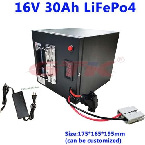 GTK LiFePo4 16V 30Ah lithium rechargeable battery pack with BMS for ebike monitor Medical equipment motorcycle+3A Charger