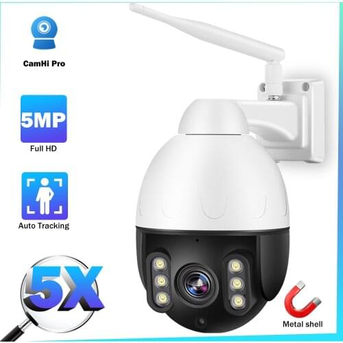 5MP WIFI IP Camera CamHi Surveillance Camera Outdoor 5XOptical Zoom CCTV PTZ Camera 1080P Waterproof Video Security Cameras