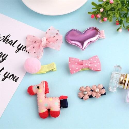 Fashion 5PCS/Pack Cartoon Crown Bow Girls Cute Hairpins Handmade Princess Barrettes Hair Clips Headbands Kids Hair Accessories