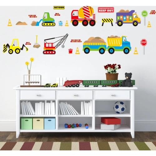 Cartoon cars kids room wall sticker for Childrens room baby bedroom wall decals window poster 3D car stickers wallpaper