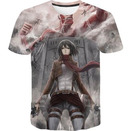 Shingeki No Kyojin Anime T Shirt Camisetas Manga For Men Tops Ropa Hombre Tee Camisa Masculina Verano Koszulki Chemise