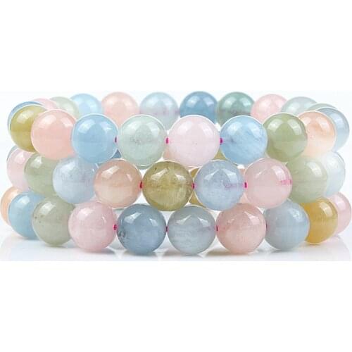 Natural Round Mix Colour Beryl Gemstone Loose Beads 8 10 11 12mm For Bracelet DIY Jewelry Making 15inch Strand