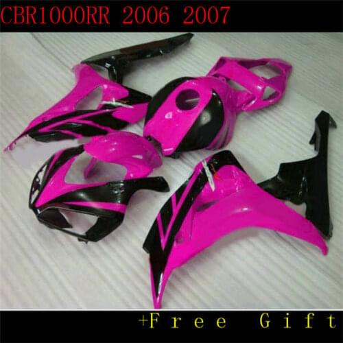 Hot pink New ABS Motorcycle Fairing Kits For CBR1000RR 06 07 CBR1000 2006 2007 purple Bodywork set black yellow red flame ST66