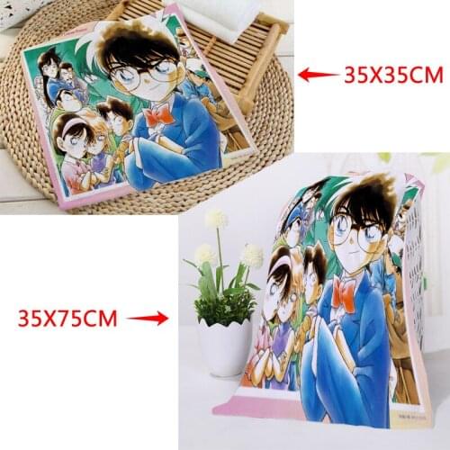 New arrival Custom Detective Conan Printed Face Towel Microfiber Fabric Square rectangle Towels Size 35x35cm 35x75cm Custom Logo