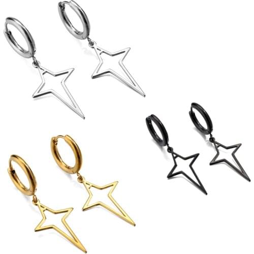 Punk Statement Earrings for Women Geometric Star Dangle Drop Earrings Stainless Steel Brincos 2021 Trend Fashion Jewelry Gifts