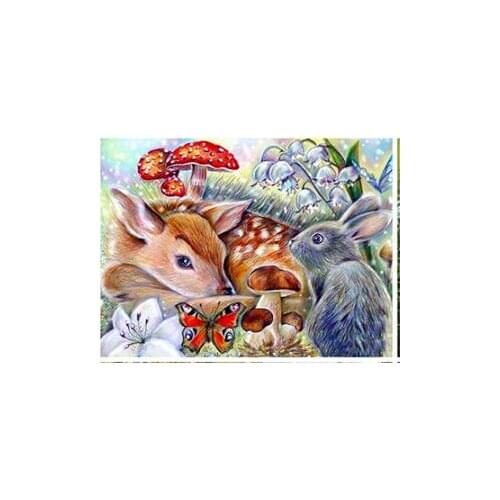 Easter rabbit full round diamond mosaic deer embroidery painting rhinestone wall sticker decor diamond art needlework handcraft