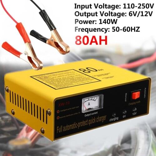 Full Automatic-protect Quick Charger 6V/12V 80AH 140W Automatic Intelligent Car Battery Charger Negative Pulse