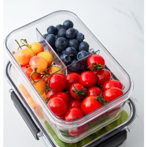 Transparent Compartment Refrigerator Fruit Storage Box Rectangle Durable Seasoning Storage Box Household Storage Tool
