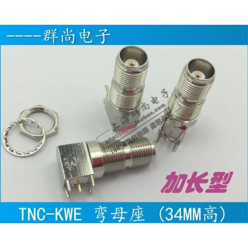 RF Coaxial Connector TNC-KWE Bent type 90 degrees TNC curve 4 corners, female base, extended 34MM long