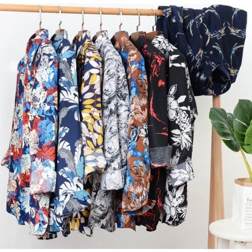 Plus Size Shirts 5XL 10XL 2021 New Arrivals Spring and Summer Mens Floral Long Sleeve Shirt Fat Casual Loose Fashion Men Shirt
