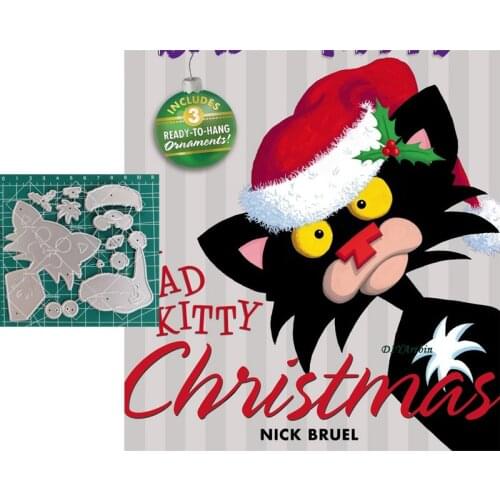 Christmas Cat metal cutting Dies scrapbooking new arrival 2020 Children Birthday Wishes Card Layering Die Making