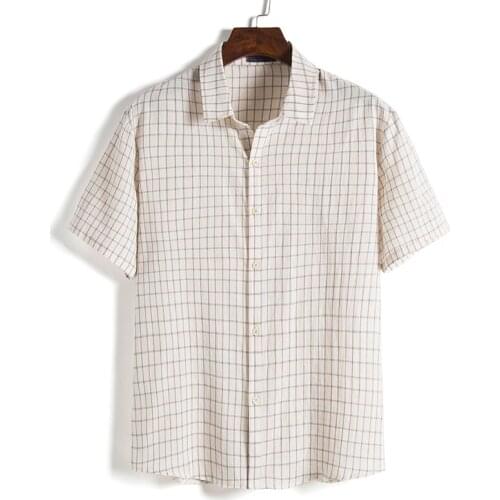 Men Shirt Men Short Sleeve Shirt Plaid Casual Summer Short Sleeve Shirt Hip Hop Holiday Beach Entertainment Men Tops