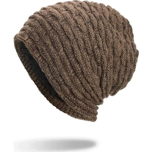 New Winter Fleece Hat Warm Frost Color Knitting Beanie for Women Casual Striped Ski Cap