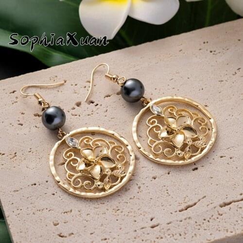 SophiaXuan Fashion Plumeria Flower Earring for Women Samoa Marshall Polynesian Trendy Dangle Earring Wholesale Jewelry New Party