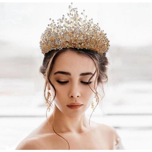 Bridal Tiara Set Rhinestone Bridal Tiara Bridal Headband and Earrings Queen Crown Wedding Royal Bridal Tiaras
