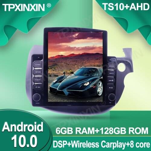 Tesla Style For Honda Fit 2008-2013 RHD Android 10 128G Wireless Carplay Stereo Receiver Car GPS Navigation Radio player Radio