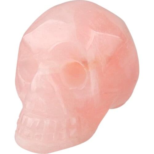TUMBEELLUWA Pink Quartz Crystal Carved Skull Statue Healing Reiki Pocket Figurine Specimen