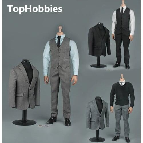 VORTOYS V1005 1/6 British Gentleman Male Clothes Suit 2.0 In A Black/C Stripe For 12" Beckham Collectible Action Figure Body DIY