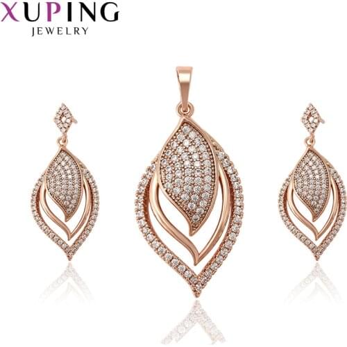Xuping Fashion Trendy Sets Fantastic Charm Women Sets Rose Gold Color Plated Wedding Gifts High Quality Elegant 65592