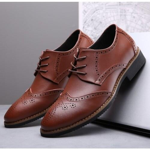 Yomior Now Spring Summer Formal Dress Leather Shoes Vintage Men Casual Loafers British Business Wedding Brogue Shoes Oxfords