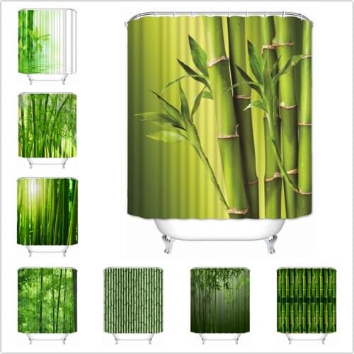 Musife Custom High Quality Bamboo Shower Curtain Waterproof Bathroom Polyester Fabric Bathroom Curtain