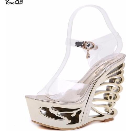 Korean summer wedges hollow open toe high heel women sandals