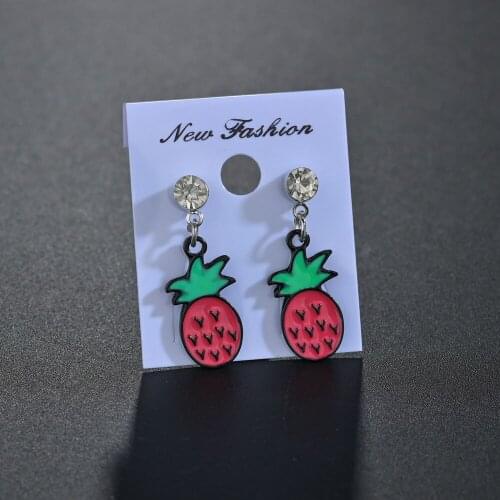 New Fruit Strawberry Earring Female Lovely Girl Simulation Red Strawberry Dangle Earring for Women Fine Jewelry Accessories DI