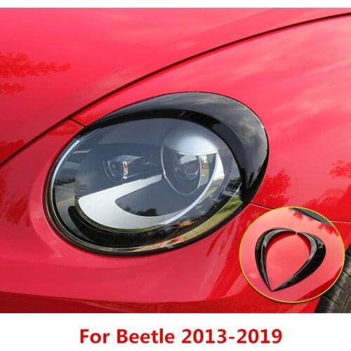 1 pair Car Headlight Eyebrow Eyelids Cover Sticker Moulding Trim for Volkswagen Beetle 2013 2014 2015 2016 2017 2018 2019 Black