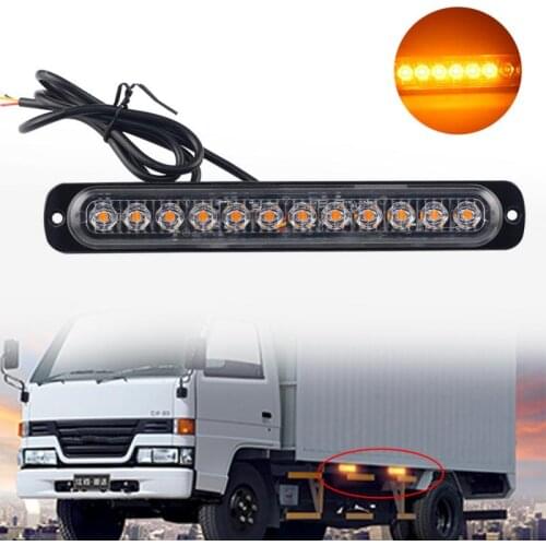 12LED Amber Strobe Light Truck Hazard Beacon Flash Warn Emergency Led Lights 12V/24V Flashing LED Light Warning Lamp
