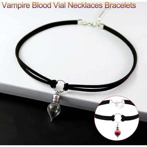 3PCS Vampire Blood Vial Drop Rope Choker Necklaces Bracelets for Halloween Chain Necklace Bracelet New Fashion Halloween Gift