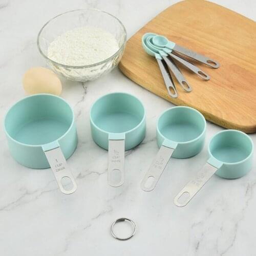 8pcs Plastic Measuring Spoon Baking Tool Measure Cup Kitchen Utensils Suit Lock Buckle Design Scale Handle Kitchen tools