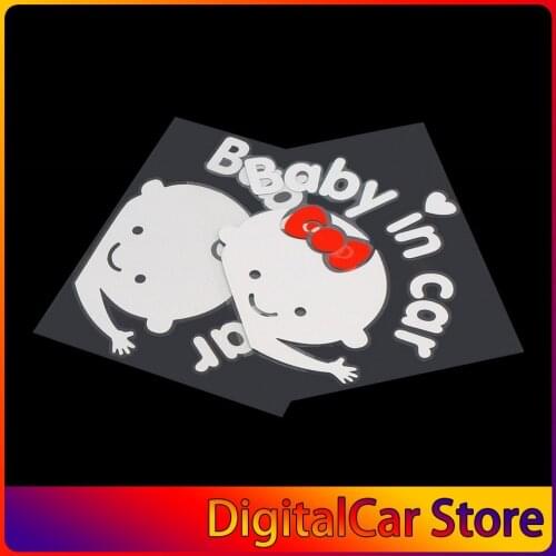 1PC Auto 3D Cartoon Creative 17*14 cm Baby On Board Baby In Car Car Sticker Waterproof Reflective Car Decal On Rear Windshield