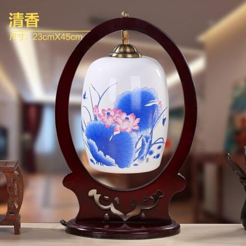 Jingdezhen Bedroom Bedside Table Lamp Modern Creative Chinese Antique Light Ceramic table lamp Decoration Living Room Study
