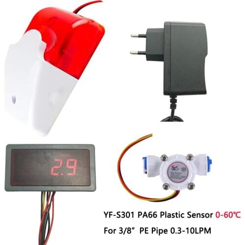US308MT + YF-S301 0.3-10L/min Flow Sensor For 3/8" PE Flow Meter Totalizer and Alarmer Flow Rate Display Zhongjiang Dijiang Sea