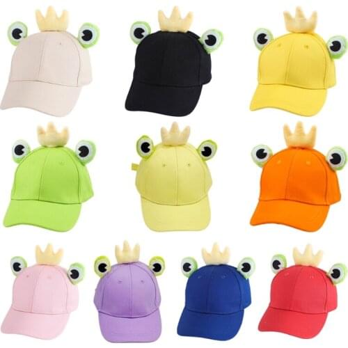 Kids Cartoon Frog Eyes Crown Cotton Baseball Cap Sunscreen Adjustable Peaked Hat